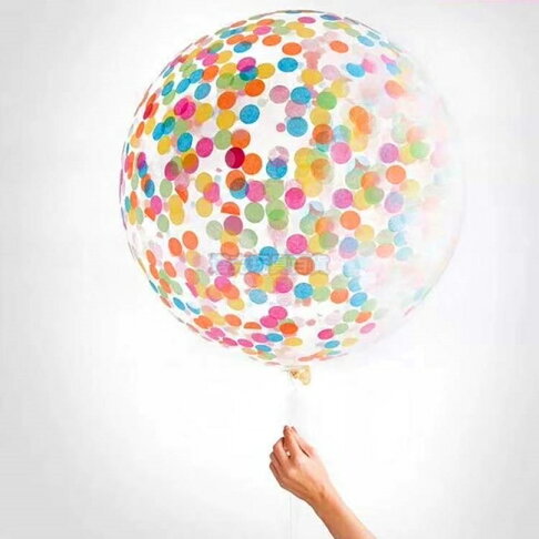36吋 亮片紙氣球(單入) 透明乳膠氣球(90cm) 婚禮氣球 紙片氣球 大氣球 空飄氣球【塔克】 2