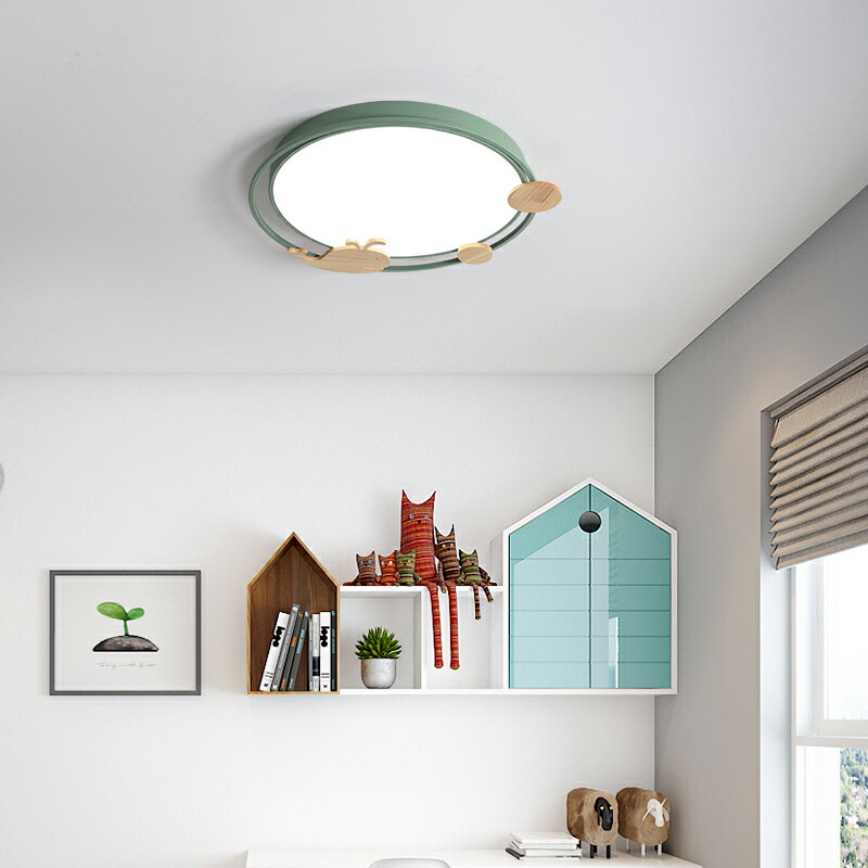光印北歐臥室燈簡約現代創意個性溫馨馬卡龍兒童房間圓形吸頂燈具