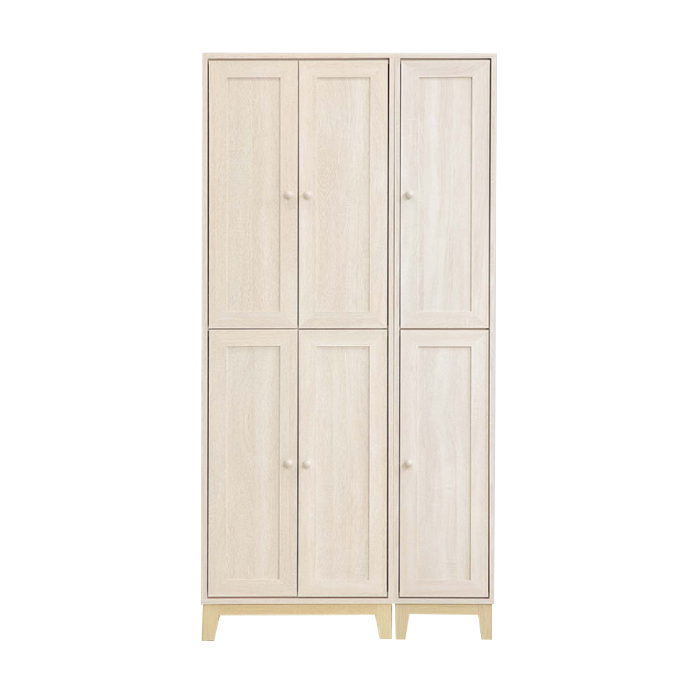 【直人木業】COCO田園奶油風鞋櫃組92公分-右開款(右開二門32公分+四門60公分) 1