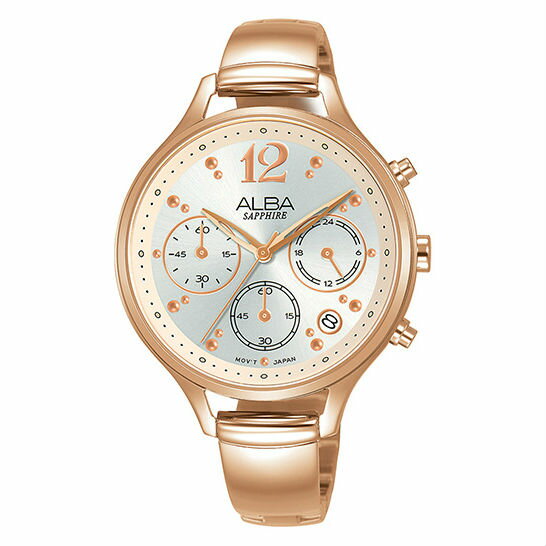 ALBA VD53-X335K(AT3F18X1) 日期顯示三眼計時時尚腕錶/白 36mm