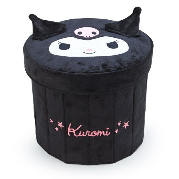 【震撼精品百貨】酷洛米 Kuromi 日本SANRIO三麗鷗 圓形絨毛收納桶椅附蓋*36677 震撼日式精品百貨