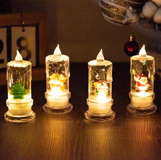 圣誕節注水蠟燭透明流淚仿真LED小夜燈桌面擺件節日派對裝飾禮品 交換禮物