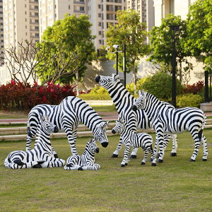 玻璃鋼雕塑仿真動物斑馬擺件室外草坪庭院動物園游樂園造景裝飾大