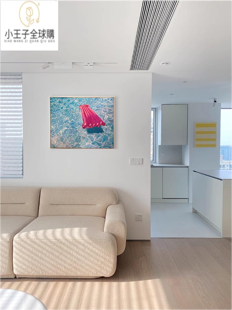 【公司貨免運速發】開發票 掛畫 軟裝 裝飾 客製衛生間裝飾畫電盒子遮擋裝飾畫多巴胺掛畫藍色系北歐大白墻面浴室工作室掛畫 公司掛畫 裝飾 日本藝術作品