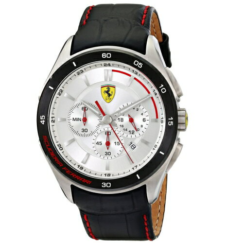 送禮首選★FERRARI Formula Italia 奢華經典計時三眼銀麵皮帶腕錶/0830186 附提袋【全館滿額折價★APP下單點數4倍送】線上購買享 實體門市同步服務