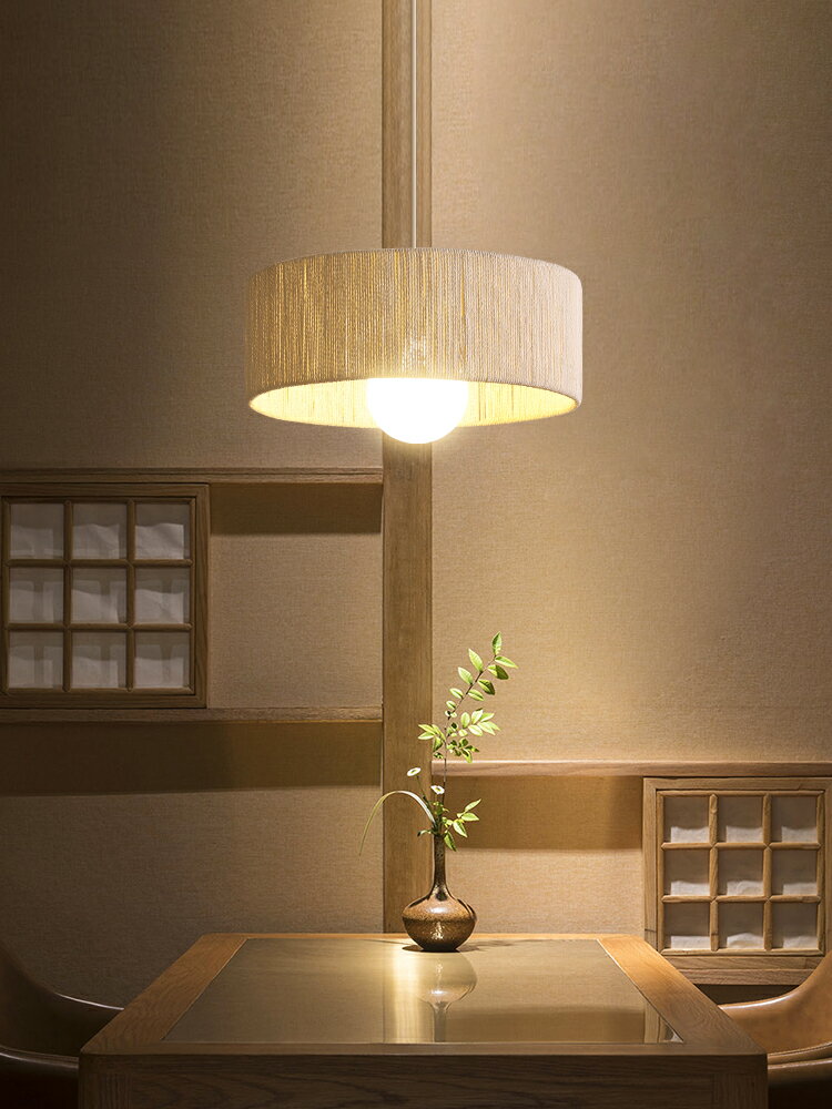 日式餐廳燈侘寂風書房臥室吊燈復古布藝vintage燈北歐民宿茶室燈