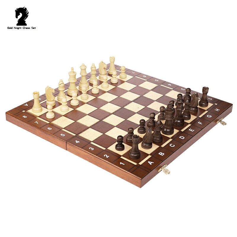 象棋 國際象棋 高品質大號兒童實木燙印折疊磁性國際象棋玩具交換禮物