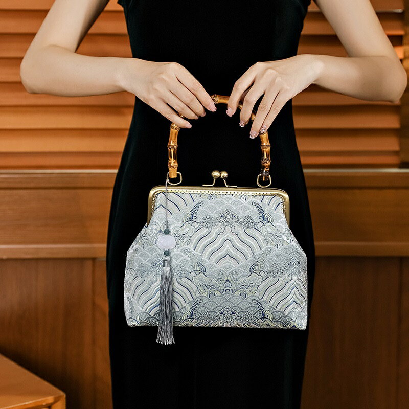 【巴黎精品】現貨+預購 晚宴包手提口金包-木柄織綿方形刺繡女包包a1ew23