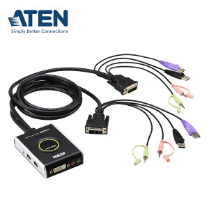 【預購】ATEN CS682 2埠USB DVI/音訊 帶線式KVM多電腦切換器 (外接式切換按鍵)