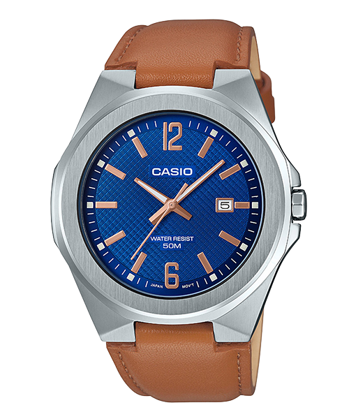 【東洋商行】免運 CASIO 卡西歐 超簡約蛇紋錶面皮質腕錶-藍面 MTP-E158L-2AUDF 原廠公司貨 附保證卡 保固期一年