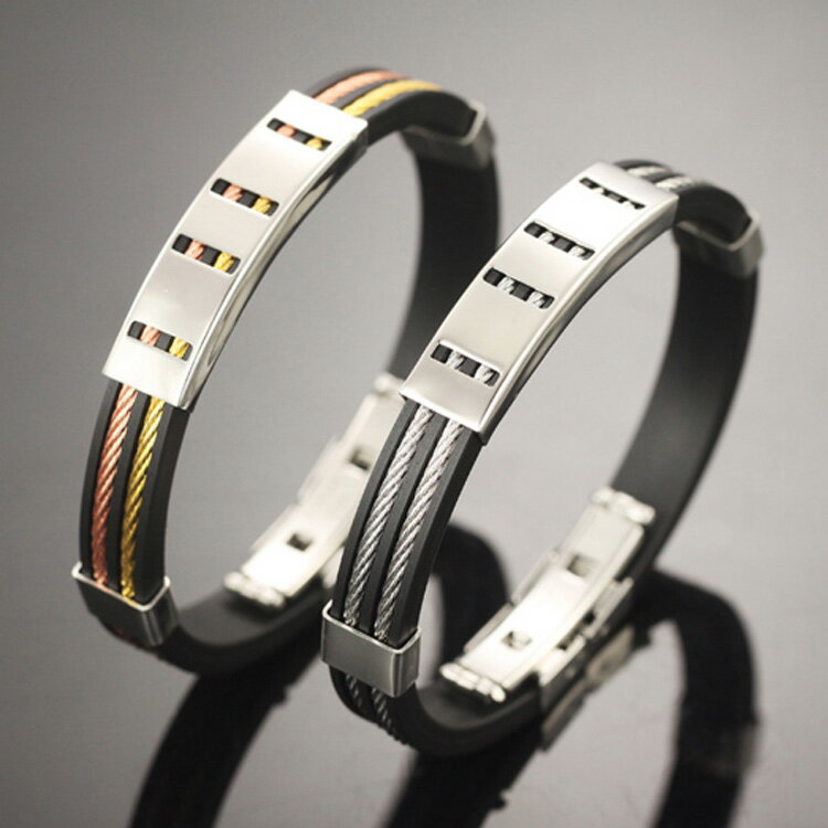 <br/><br/>  【5折超值價】情人節禮物最新款時尚經典個性鈦鋼矽膠造型男款手環<br/><br/>