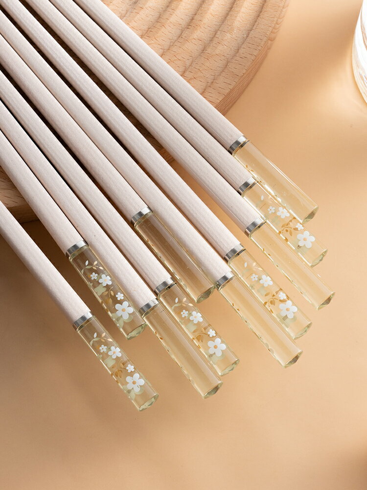 高檔合金筷家用輕奢日式櫻花筷子防滑防霉耐高溫快子餐具