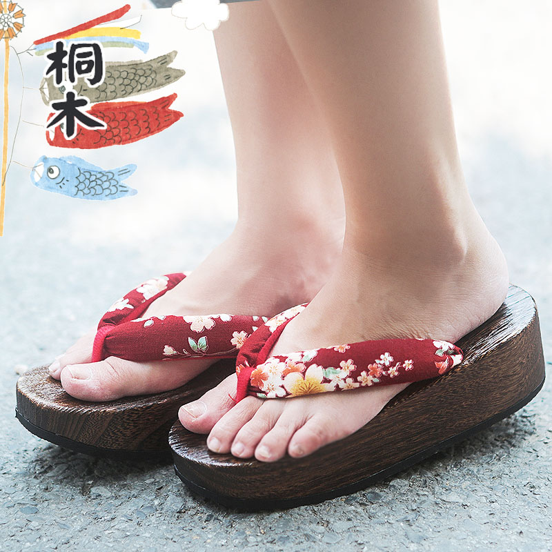 木屐女日式涼拖拖鞋cos日本人字拖厚底木拖鞋夏高跟和風