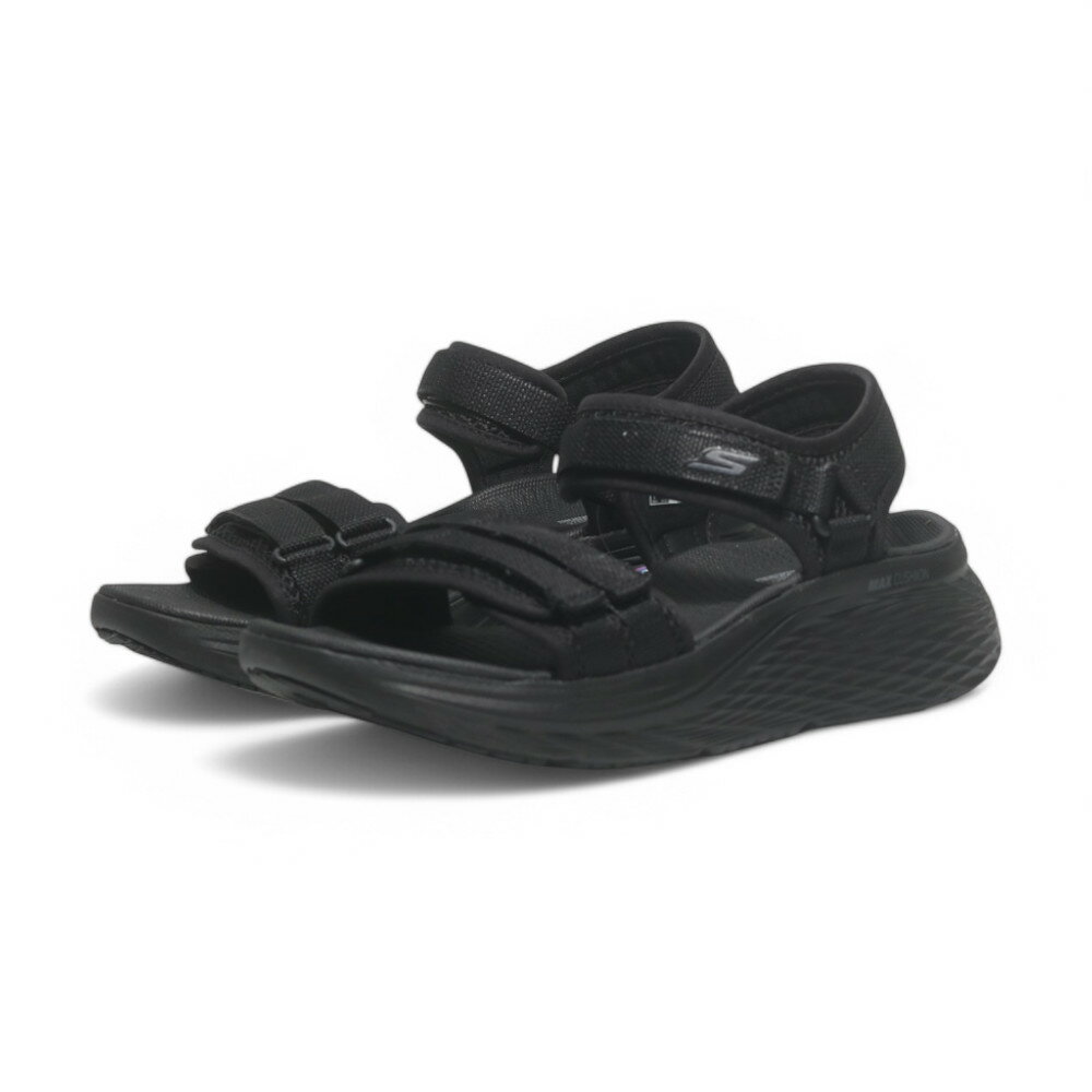 【滿千折百】SKECHERS 涼鞋 MAX CUSHIONING 全黑 厚底 涼拖鞋 女 141617BBK