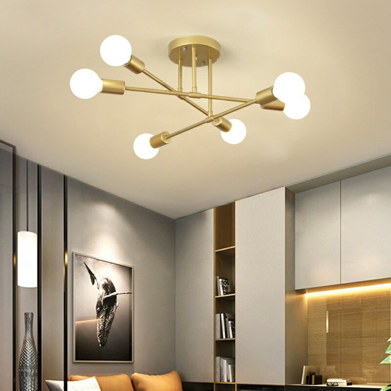 ♭❡ 北歐臥室吸頂燈簡約現代LED房間客廳創意家用枝形吊燈