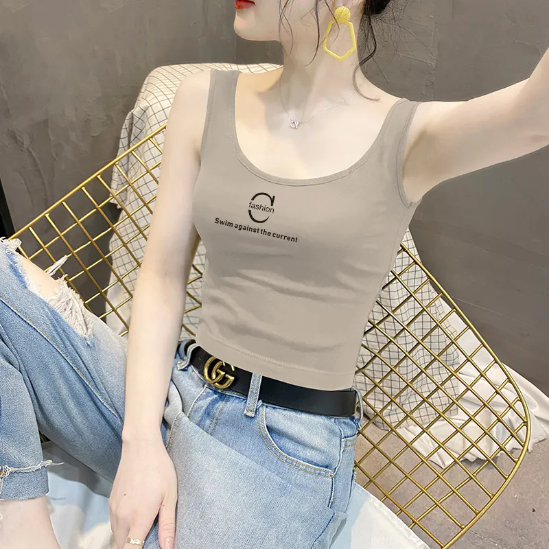 女士背心 小可愛 卡其色吊帶 女夏季緊身背心 美背外穿內搭上衣 百搭無袖上衣 吊帶小背心 女生背心【不二雜貨】