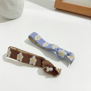 扎馬尾好用的清新彩色小花寬邊打結橡皮筋皮套不勒發皮圈皮繩韓國