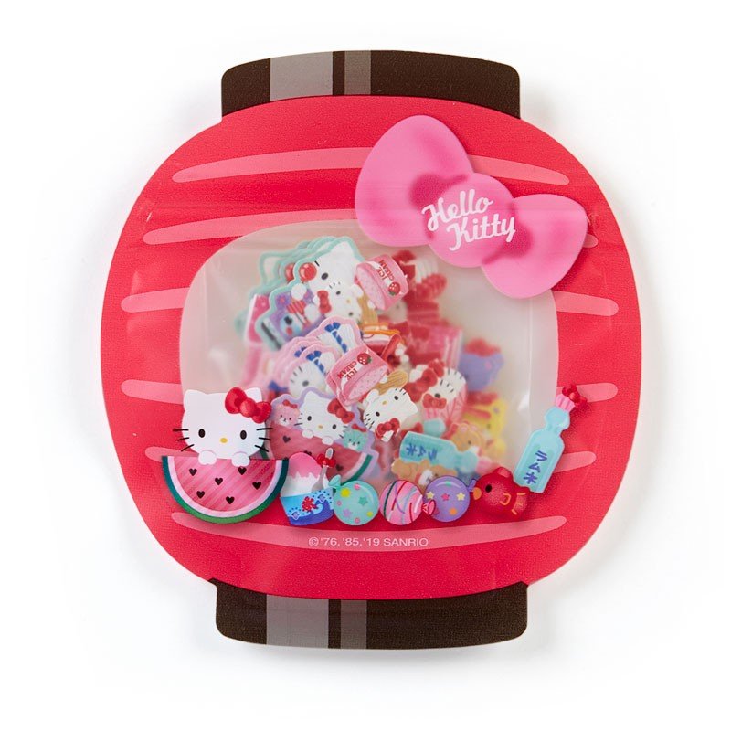 大賀屋 日本製 HELLO KITTY 貼紙 小貼紙 收納袋 夏日 和服 浴衣 三麗鷗 KT 正版 J00016493