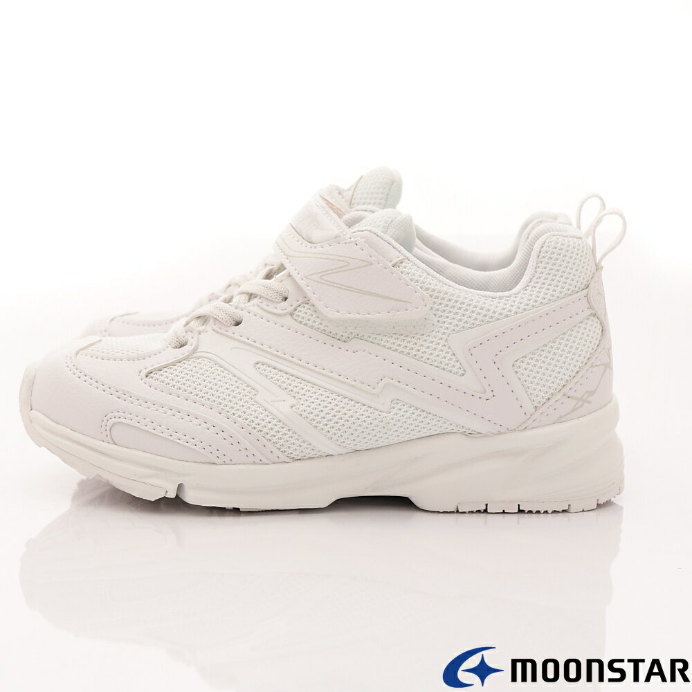 ★日本月星Moonstar機能童鞋閃電競速衝刺系列3E寬楦台灣限定全黑全白輕量鞋款011白(中小童段/中大童段) 2