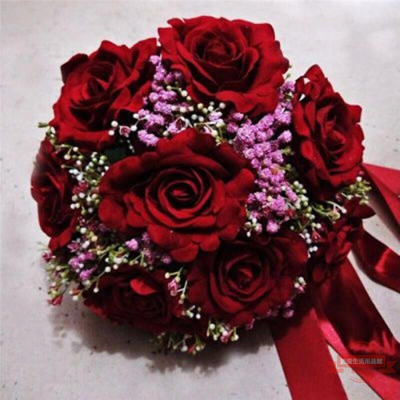 婚紗影樓攝影拍照道具新娘手捧花結婚新款粉紅白模擬韓式婚禮花束