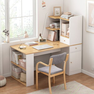 轉角書桌帶書柜一體簡約家用臺式電腦桌子l型臥室學生拐角寫字桌