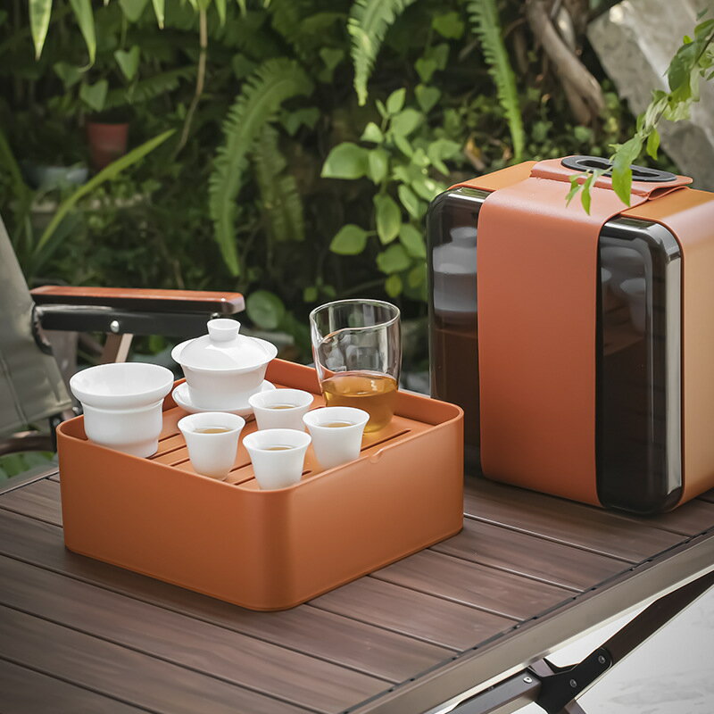 免運 茶具套裝組合 陶瓷旅行茶具套裝白瓷便攜式戶外快客杯車載收納茶盒功夫茶具組合