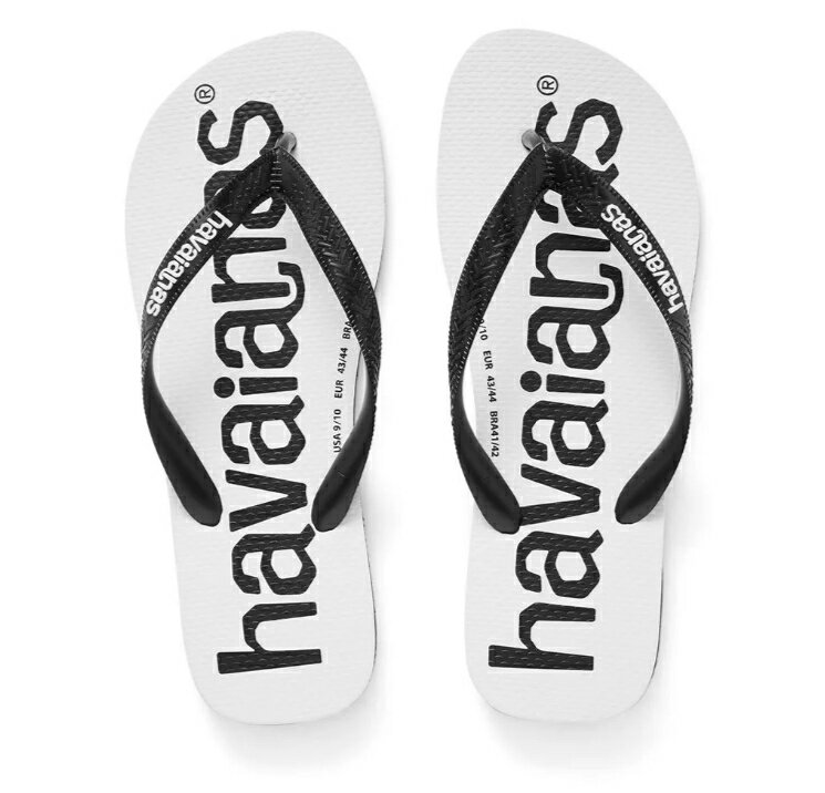 havaianas 哈瓦士 巴西人字拖 男款/女款/中性款 Logomania II 白底黑字(有大尺寸) 涼鞋 拖鞋 夾腳拖 海灘鞋＊夏日微風＊