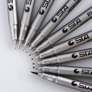 STA 勾線筆 手繪 繪圖 單入 套裝 多尺寸 針管筆 簽字筆 brush軟筆頭 製圖 【BlueCat】【RC4198】