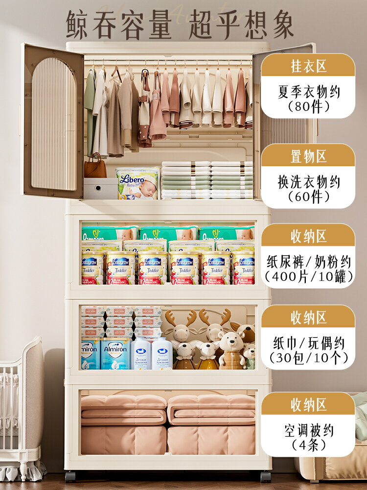 開立發票 免安裝寶寶衣櫃加厚嬰兒收納櫃家用零食整理箱衣服儲物兒童小衣櫥 快速出貨