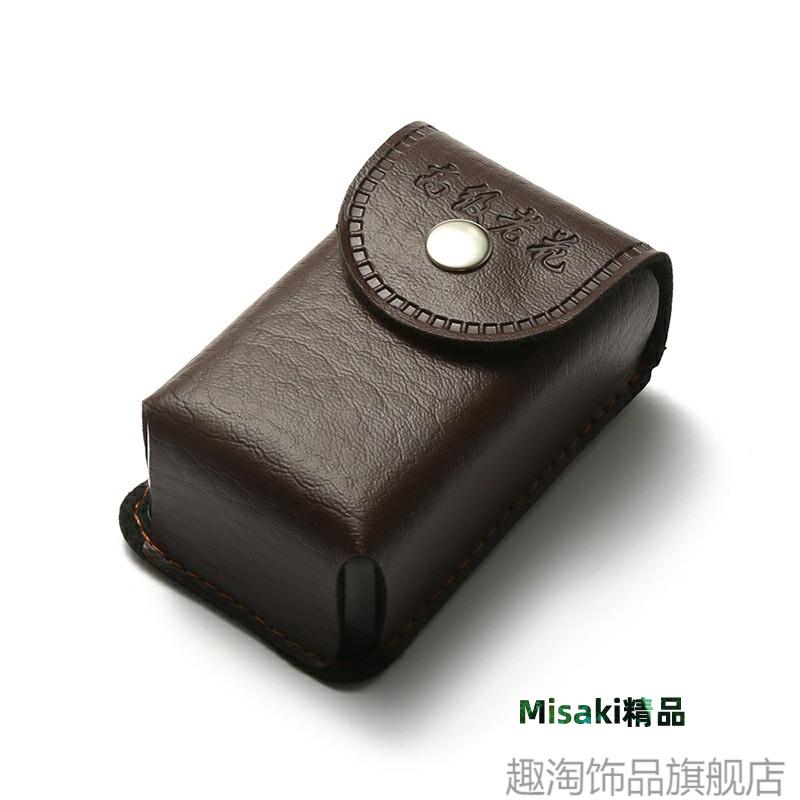 皮折疊眼鏡盒皮盒眼鏡套老花鏡便攜袋可穿皮帶掛腰包男女皮套-Misaki精品