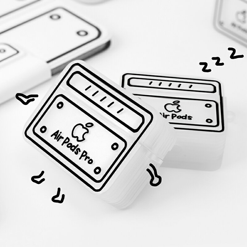 二次元airpods2保護套矽鉆方形適用蘋果無線耳機pro殼3代磨砂白透