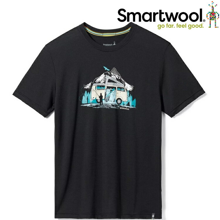 Smartwool River Van Graphic 男款 美麗諾羊毛塗鴉T恤 河畔露營 SW016985 001 黑色