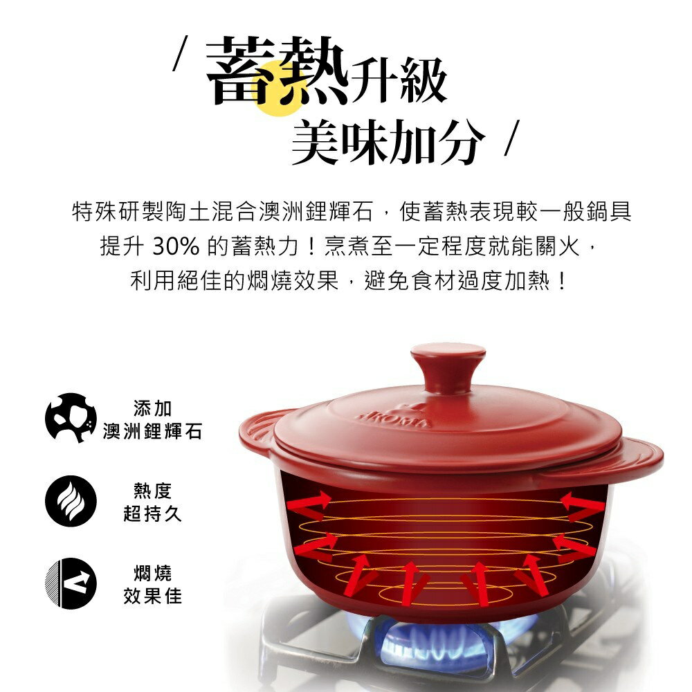 美國 AROMA 頂級迷你鍋組 耐熱陶鍋 陶瓷鍋 小烤盅- 加州紅&陽光橘 (2入)(福利品) 5