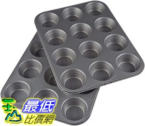 [8美國直購] AmazonBasics 鬆餅盤鬆餅模型 Nonstick Carbon Steel Muffin Pan, Set of 2, 12 Cups Each