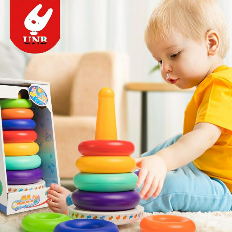 [免運】玩具 彩虹塔套圈0-1-2周歲寶寶嬰幼早教音樂不倒翁3 果果輕時尚 全館免運