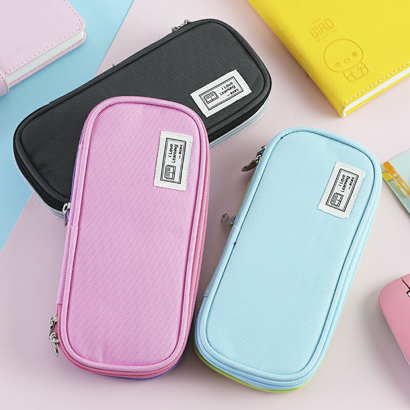 學生簡約大容量筆袋自由伸縮筆盒收納袋高中學純色ins女文具盒 2