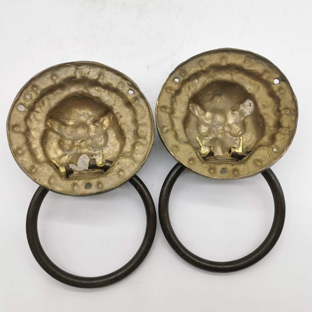 仿古做舊純銅獅子頭門環大門拉手門環黃銅獅子老式門裝飾工藝品| 協貿