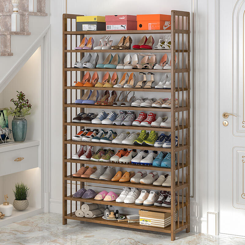 【新品】鞋架多層簡易門口家用室內好看經濟型實木防塵收納竹放鞋架子鞋櫃