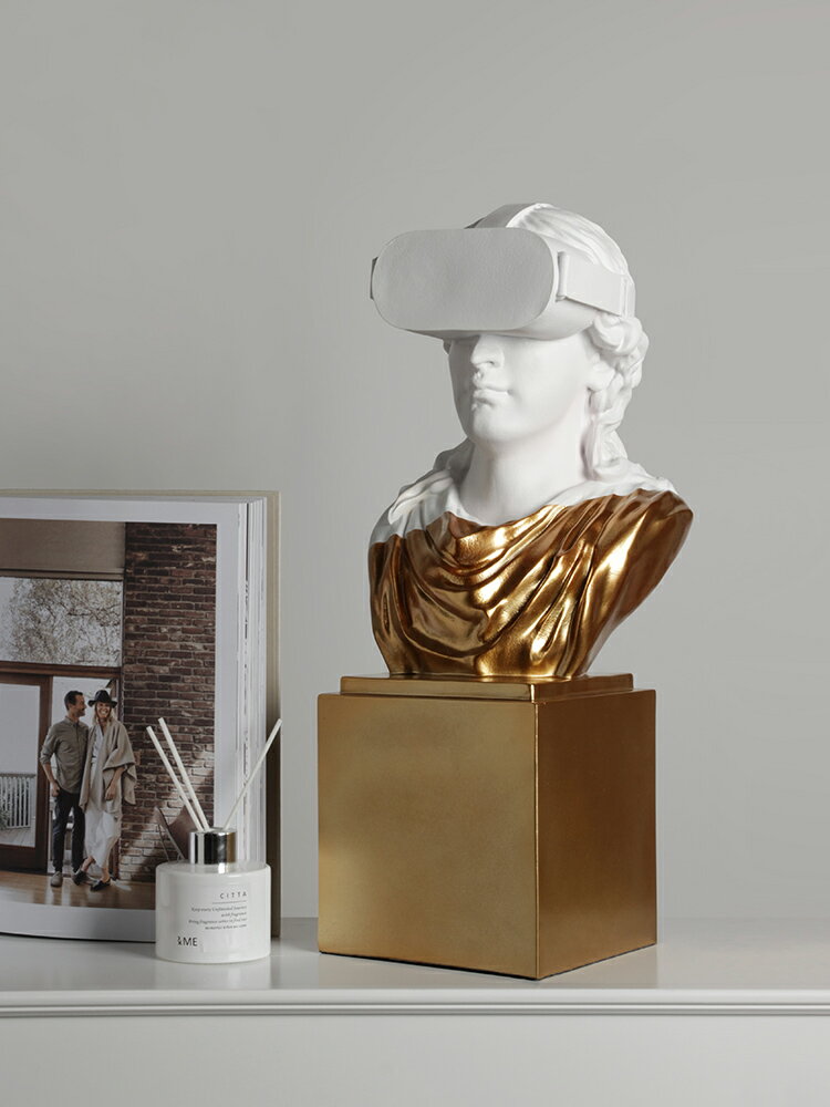 貝漢美創意人物雕塑藝術擺件大衛石膏頭像家居客廳酒柜桌面裝飾品