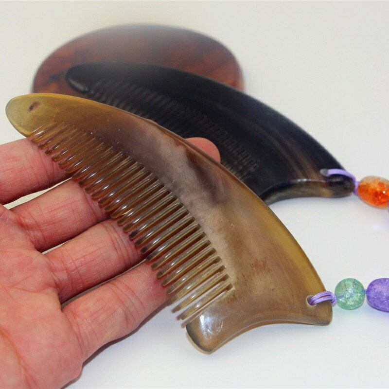 西藏正宗天然牦牛角梳子防靜電特色化妝梳家用護理按摩刮痧板男女 3