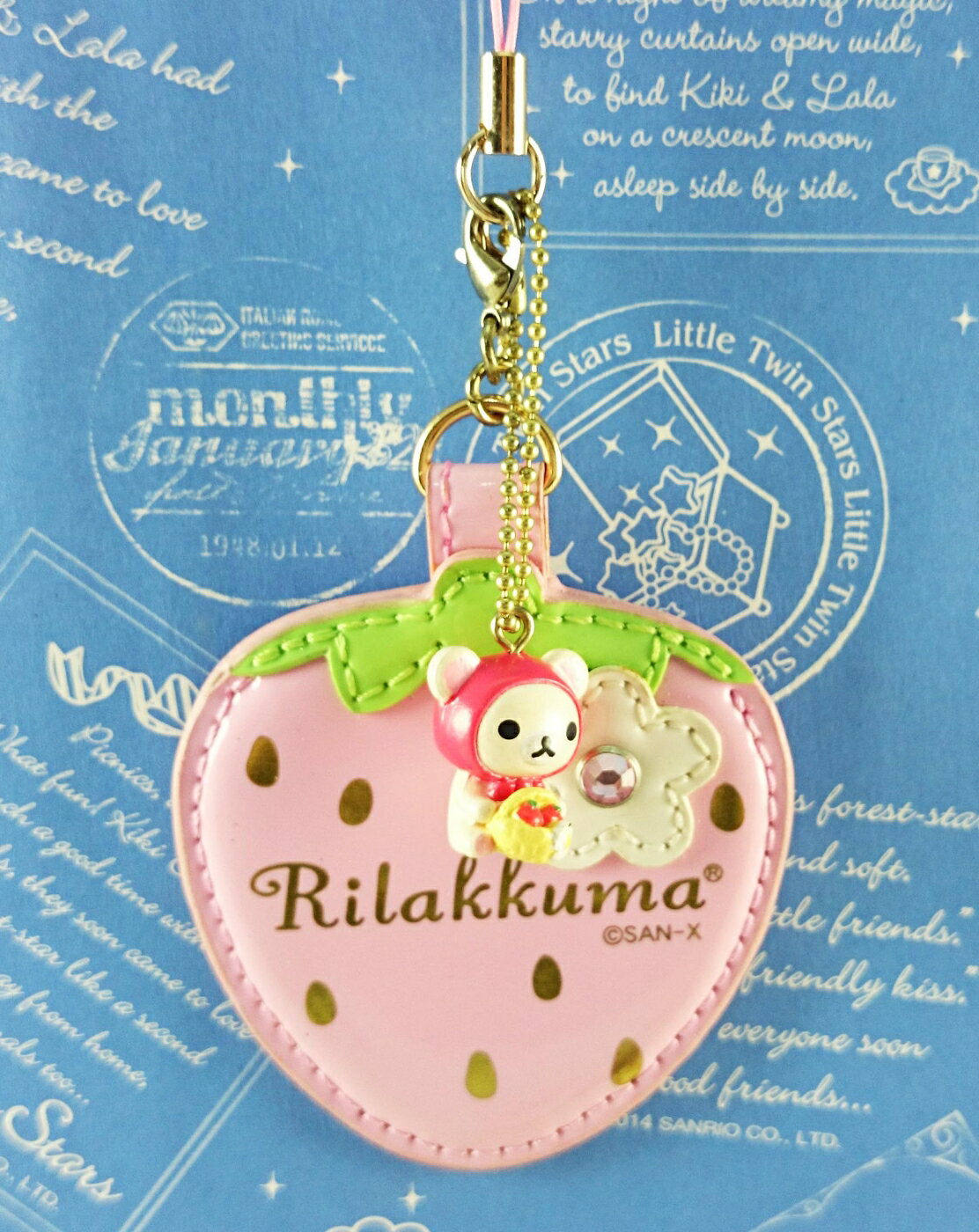 【震撼精品百貨】Rilakkuma San-X 拉拉熊懶懶熊 手機吊飾 草莓 粉 震撼日式精品百貨