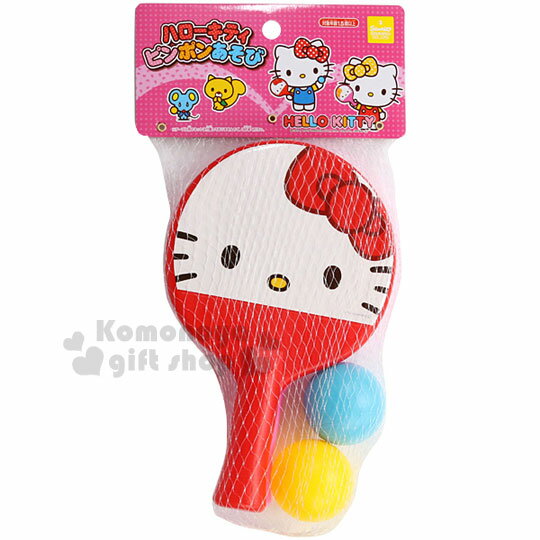 小禮堂 Hello Kitty 乒乓球玩具組《2入.紅粉.大臉》附乒乓球
