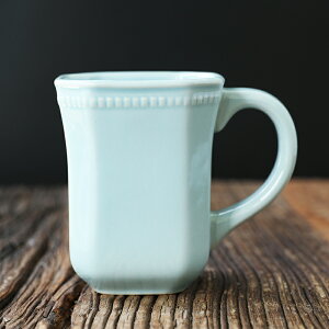 陶瓷馬克杯大容量水藍色水杯純色咖啡牛奶杯辦公室杯子日式釉下彩