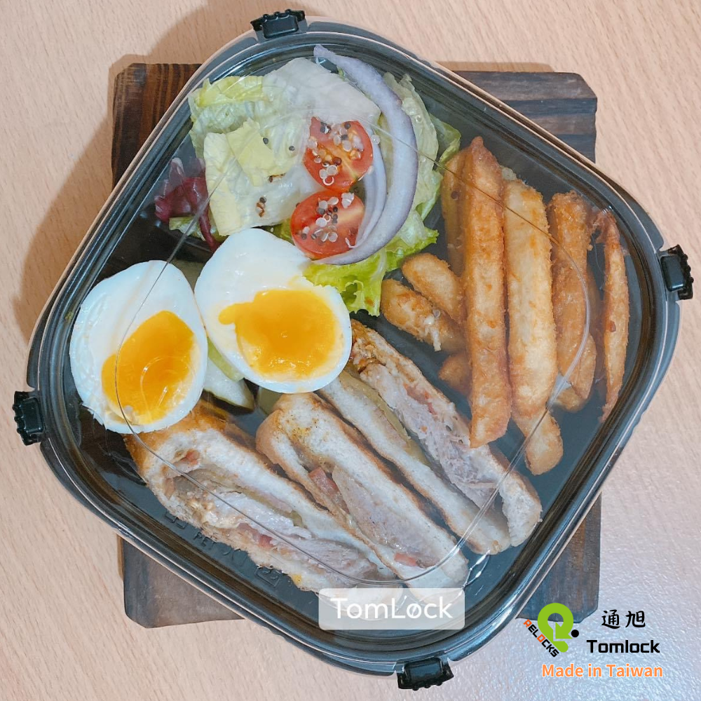 RELOCKS TL-9301 三格正方形餐盒 正方形餐盒 黑色塑膠餐盒 可微波餐盒 外帶餐盒 一次性餐盒 免洗餐具  環保餐盒 TL 9301 5