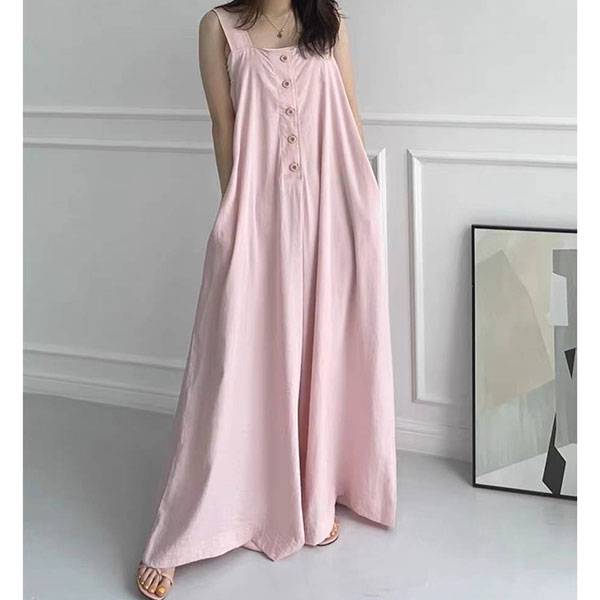 ANNAS 正韓 便宜款 單品實拍 變形蟲 長洋裝 細肩帶 渡假風洋裝 長裙 圖騰 海邊穿搭 性感 海灘裙 韓國 特價 1