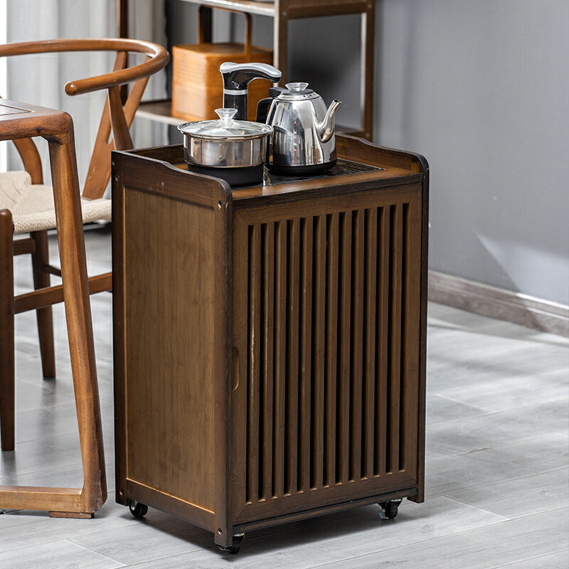 移動茶臺現代中式茶桌家用小茶幾客廳沙發邊角幾燒水壺一體茶水柜