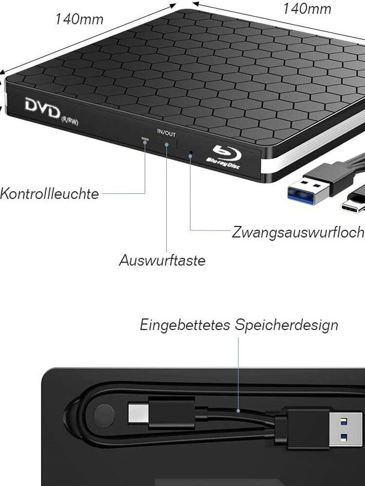 外接藍光刻錄機光碟機USB3.0電腦通用支持4K全區高速燒錄