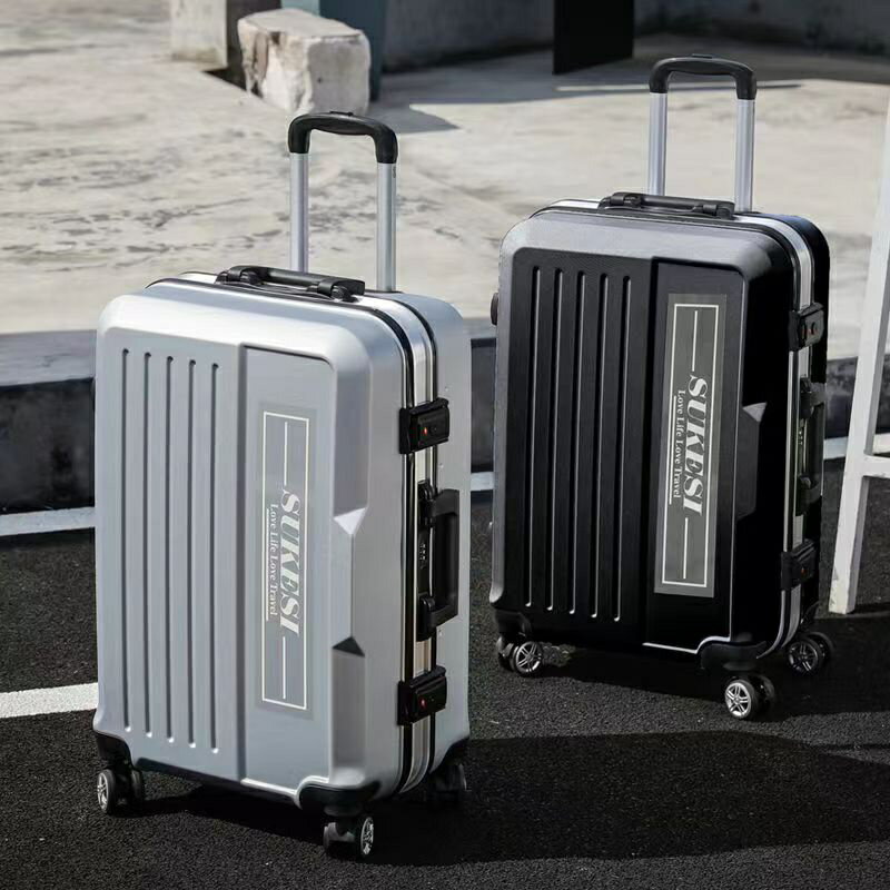 男女時尚18吋 鋁合金拉桿 行李箱 旅行箱 登機箱 國旅 輕旅行 密碼鎖 360度飛機輪