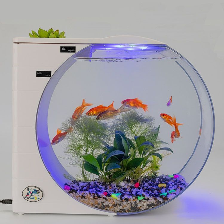 水母缸 水母缸客廳創意缸夜光水母缸USB充電缸桌面七彩網紅專用缸圓形