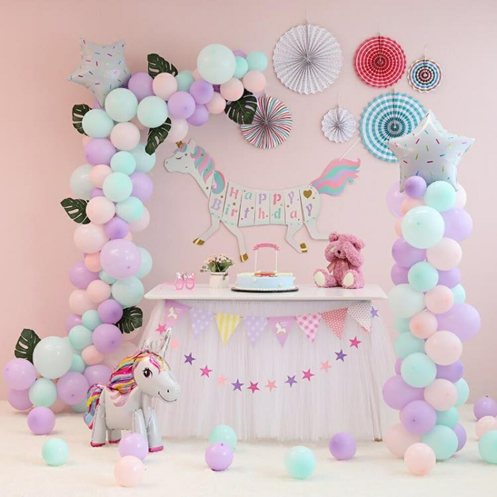 兒童生日氣球主題派對甜品臺裝飾套餐周歲布置紗桌裙